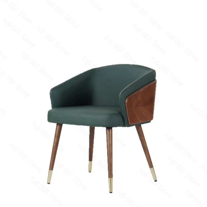 Simple and Creative Nordic Restaurant Solid Wood Chairs, Leather Backrest Stools, Stylish and Comfortable Seating