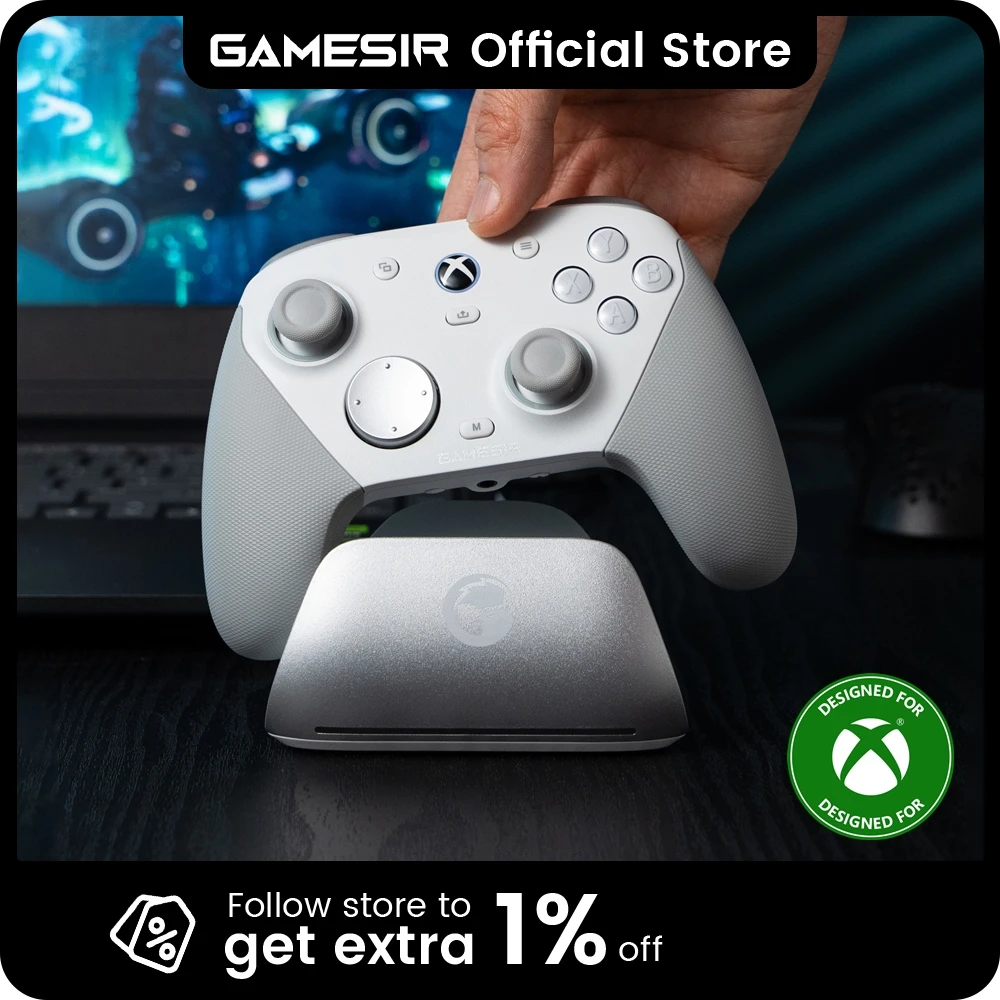 Controle com Fio GameSir G7 Pro para Xbox com Estação de Carregamento Inteligente, Efeito Hall, Giroscópio, Conector de Áudio de 3,5mm, Taxa de