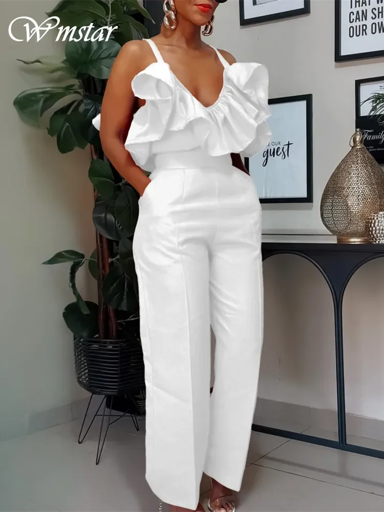 Wmstar Women\'s Two Piece Set V Neck  Solid Short Sleeve Office Lady Summer Office Lady Sexy Matching Suit Wholesale Dropshipping