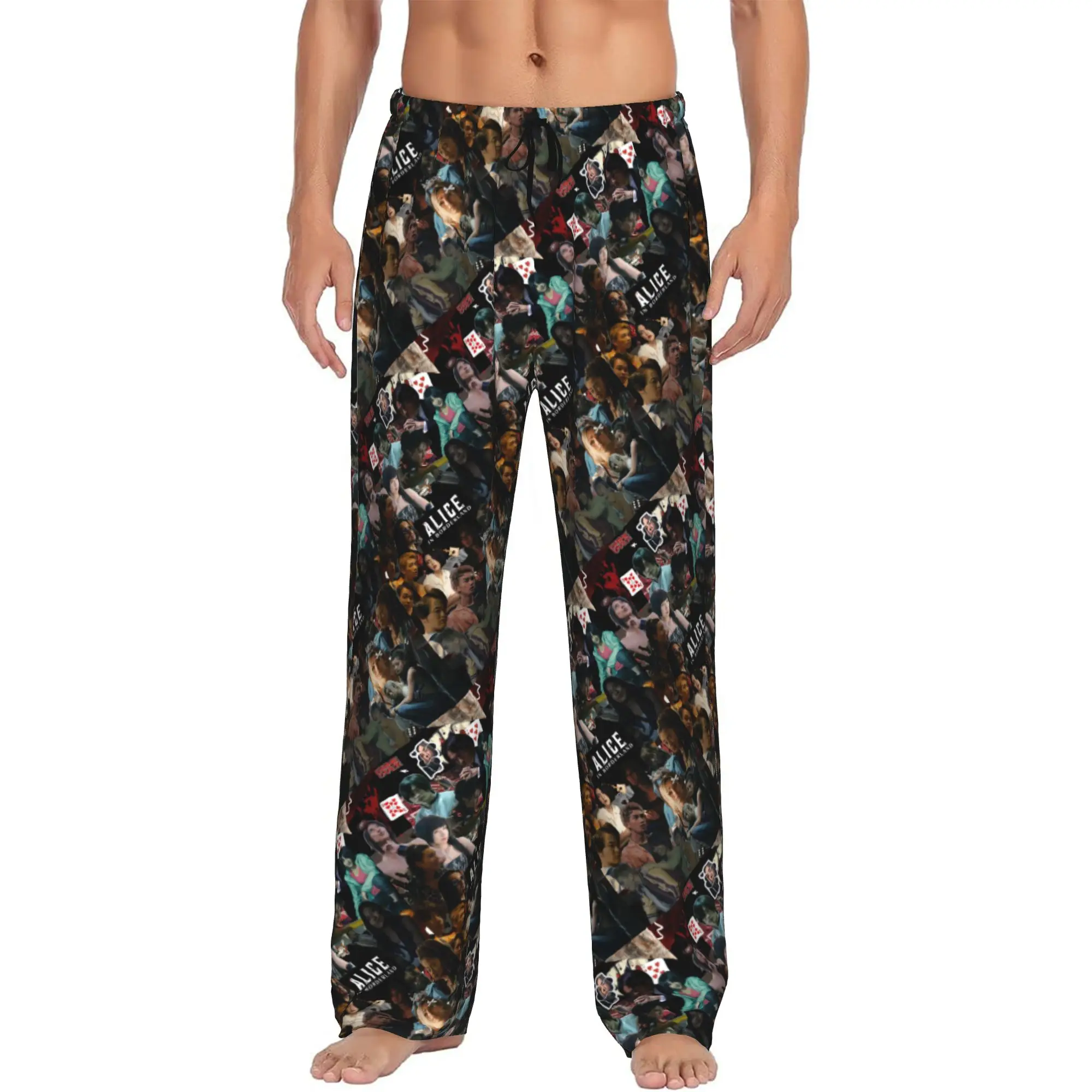 Custom Printed Men's Alice Cartoon In Borderlandes - Chishiya Pajama Pants  Sleepwear Sleep Lounge Bottoms with Pockets