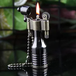 Retro Torch Lighter Grinding Wheel Oil Lighter Key Chain Metal Cigarette Lighter Portable To Carry Outdoor Multifunctional