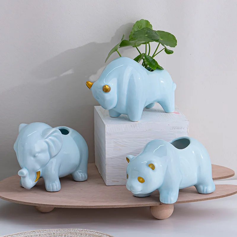 

Ceramic flower vase, animal-shaped, cute hydroponic flower pot, dishware, tabletop decoration