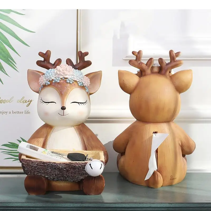 

Resin Animal Storage Ornaments Tissue Box Deer Dog Statuette Crafts Desktop DecorationsFurnishings Sculpture