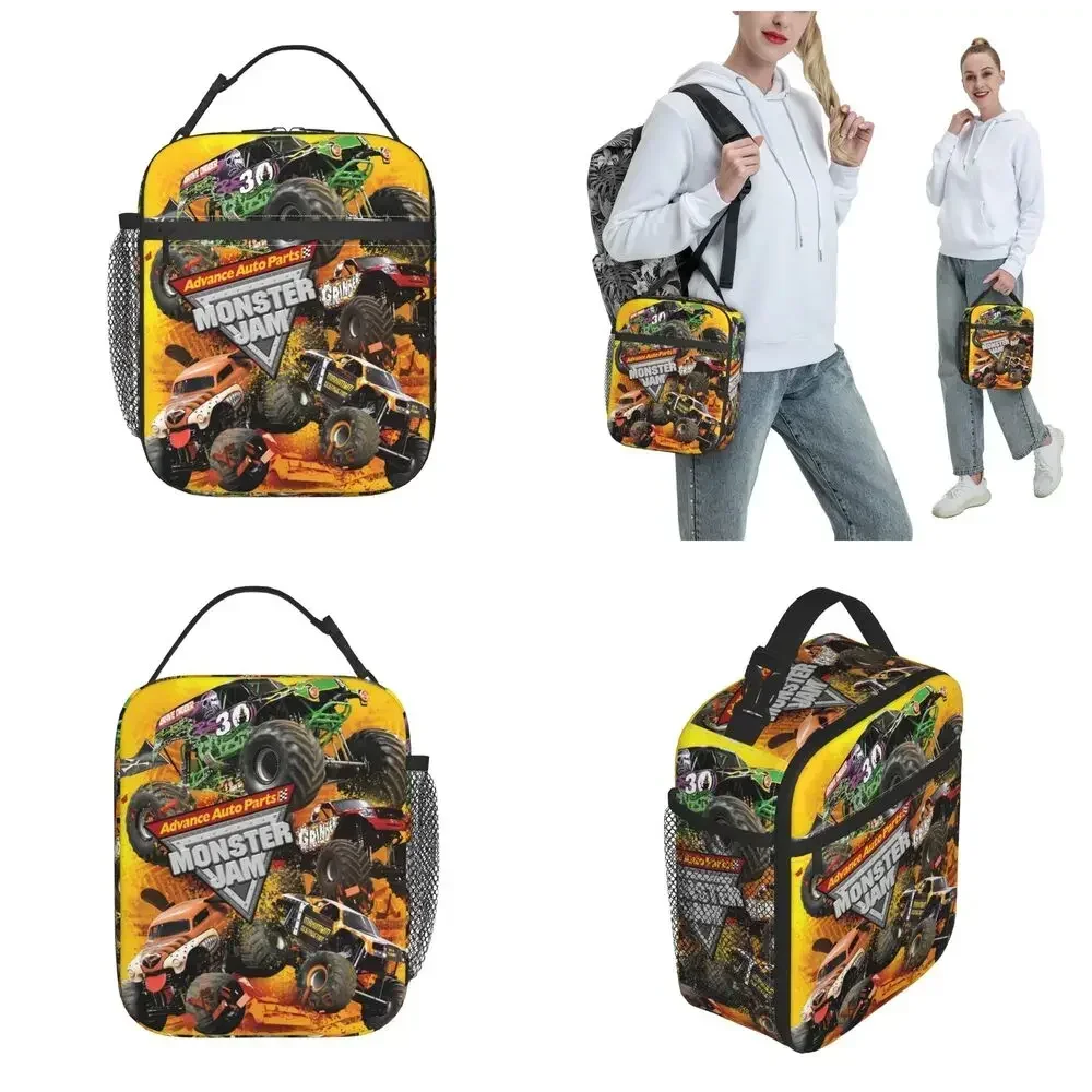 

Tickets -Monster Jam Monster Trucks Insulated Lunch Bag Thermal Bag Meal Container Portable Tote Lunch Box Food Handbags Travel