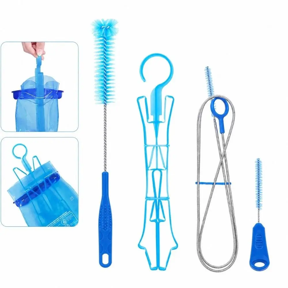 Flexible Hydration Bladder Cleaning Kit Collapsible Drying Frame Bite Valve Brush Water Reservoir Cleaning Tools 4-in-1