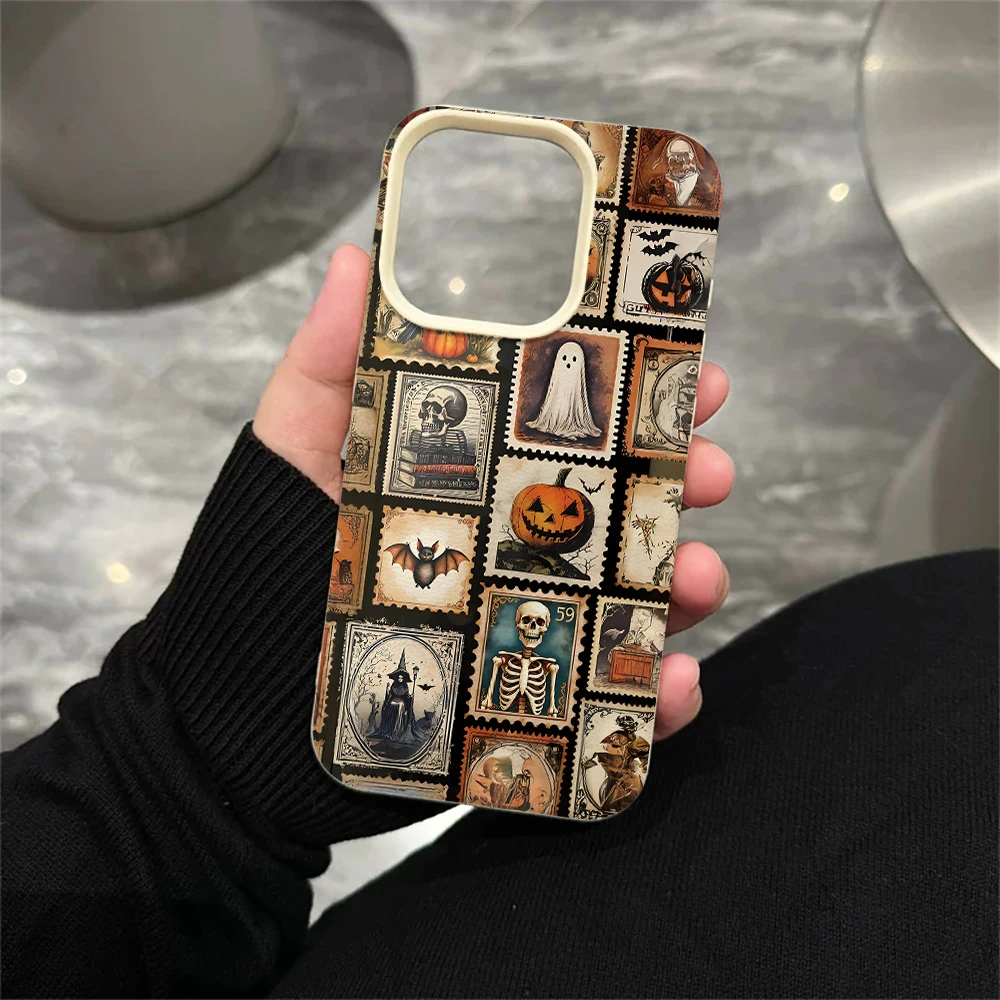 Halloween-Stempel-Handyhülle für iPhone 17 16 15 14 13 12 Pro Max 16 15 14 Plus 17 16 15 14 13 12 Pro 17Air Silikon-Matt-Cover – Detail 5