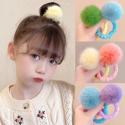 2025 Winter kawaii Hairball Children Girls Elastic Hair Rubber Bands Accessories Tie Hair Ring Rope Headdress Headwear Ornament