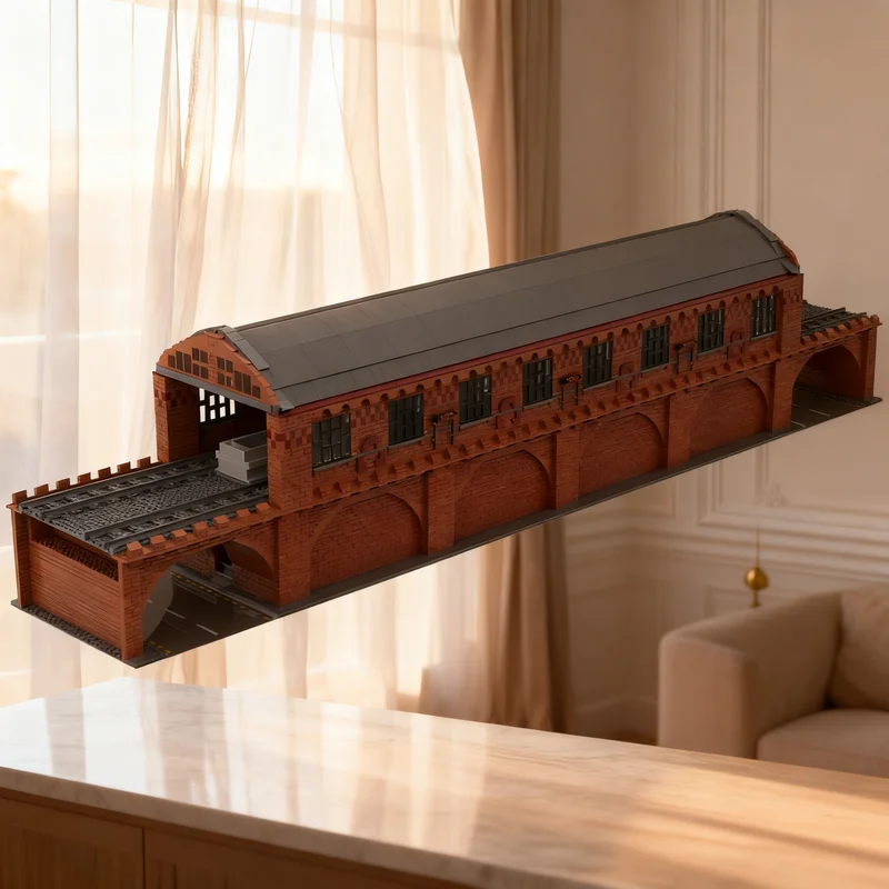 

8499 деталей MOC: Модель высокорельсовой железнодорожной станции Creator Expert. Креативный конструктор для взрослых, подарок, декор для демонстрации.