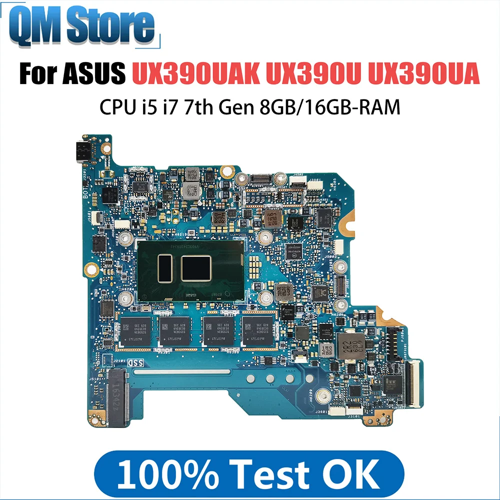 

UX390UAK Laptop Motherboard For ASUS ZenBook UX390U UX390UA UX390UAK Notebook Mainboard with CPU i5 i7 7th Gen 8GB 16GB RAM