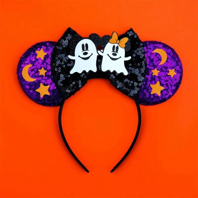 Disney Halloween Stirnbänder Frauen Ostern Haar Zubehör Mädchen Pailletten Bogen Geist Haarbänder Kinder Skelett Kopfbedeckung Karneval Geschenke