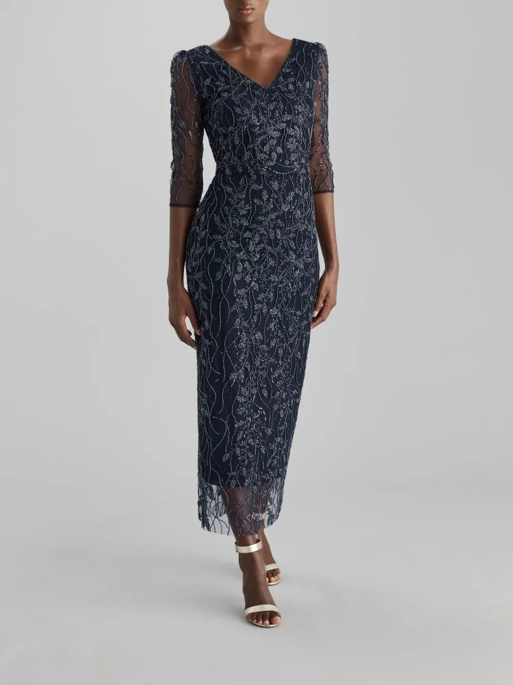 Personalizado 2025 mais recente chiffon grânulo com decote em v vestido de festa de manga de sete quartos um deve ter para madrinhas nobres e elegantes