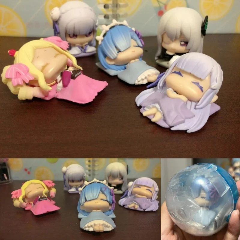 

Genuine Re: Zero Starting Life In Another World Anime Figures Model Rem Emilia Sleep Series Ornaments Capsule Toys Birthday Gift