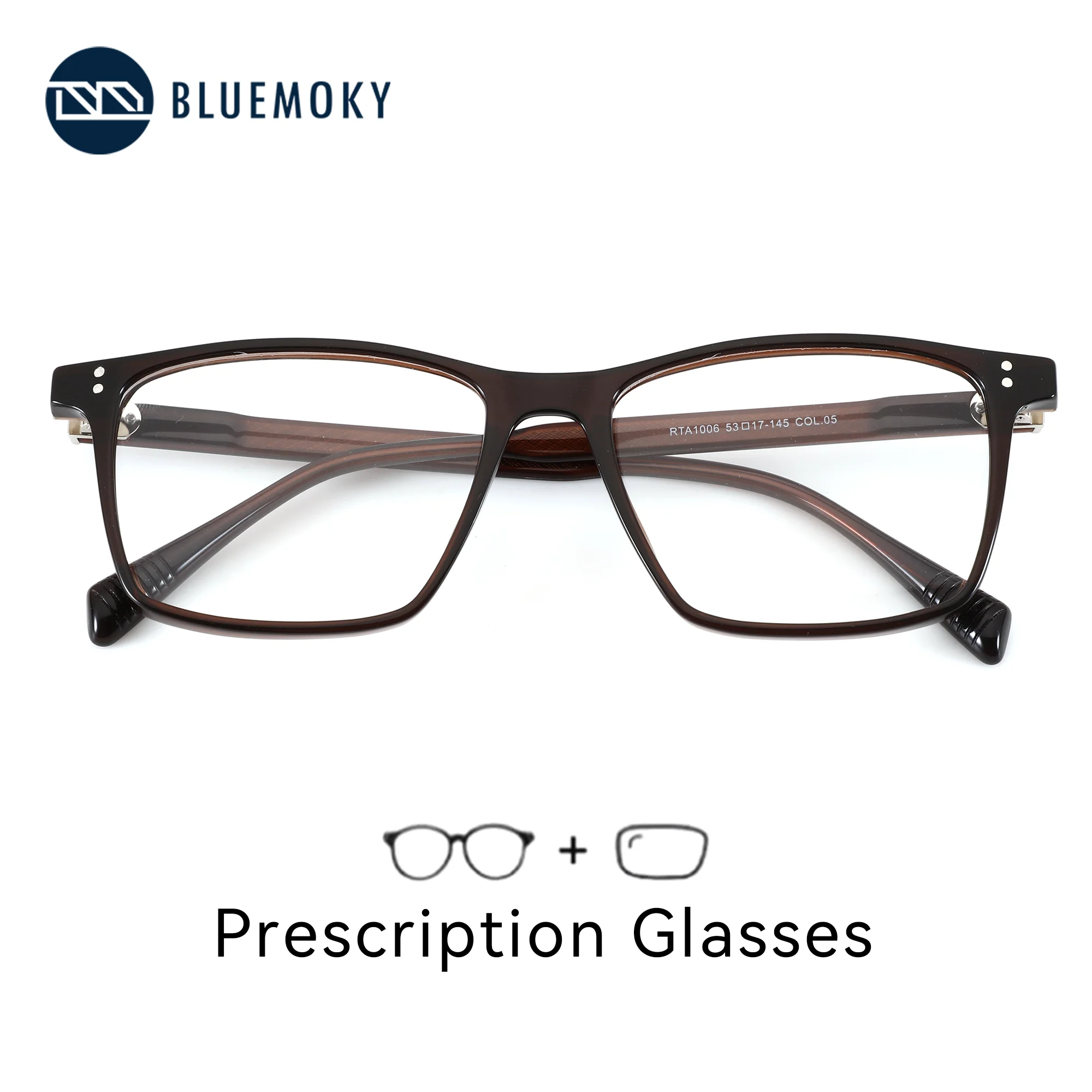 BLUEMOKY S Size Acetate Square Custom Prescription Glasses For Men Progressive Multifocal Presbyopia Optical Lenses
