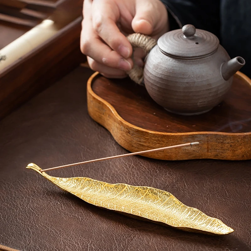 Antique-Style Bodhi Leaf Incense Holder Alloy Creative Home Decor Japanese Leaf Incense Stand Burner Ornament