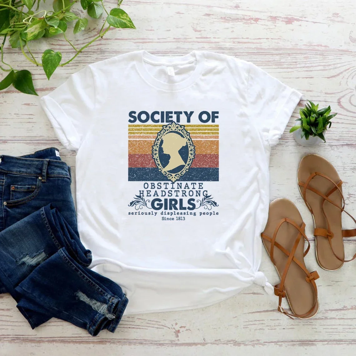 

Pride and Prejudice Jane Austen T Shirt Society of Obstinate Headstrong Girls Shirt Casual Short Sleeve Women T-shirt Streetwear