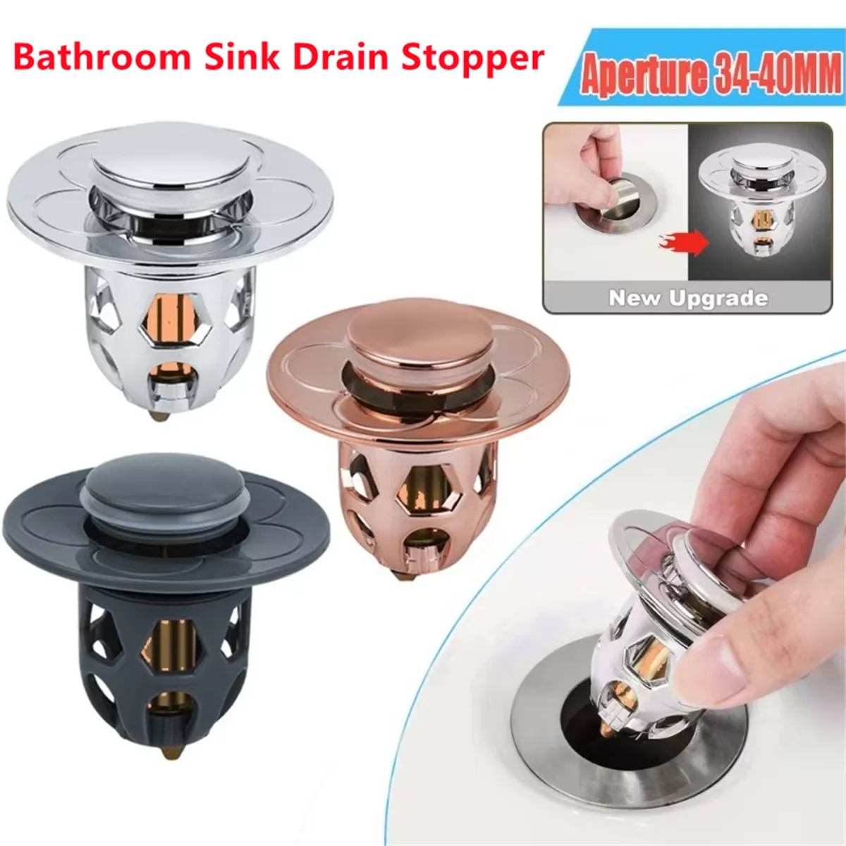 

Bathroom Drain Cover Drain Stopper Pop-Up Bounce Core Basin Drain Filter Valve Hair Catcher Shower Sink Strainer Bath Stopper
