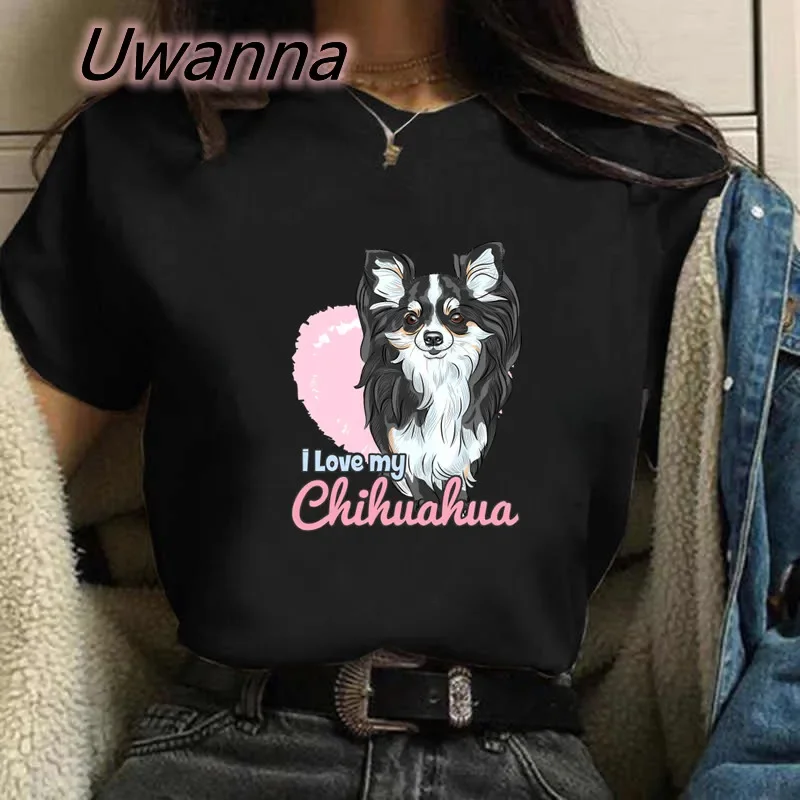 Cute Chihuahua t-shirt female print I LOVE MY CHIHUAHUA dog Tshirts women summer short sleeved cute graphic top y2k t shirt