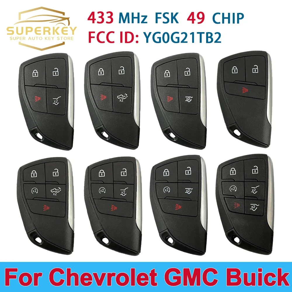 

SUPERKEY YG0G21TB2 Remote Car Key Fob 433MHz ID49 Chip 3/4/5/6 Buttons Smart For Chevrolet Suburban Tahoe For Buick GMC