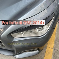 Pair Headlights Eyebrows Eyelids Stickers Carbon Look/Glossy Black For Infiniti Q50 2014+