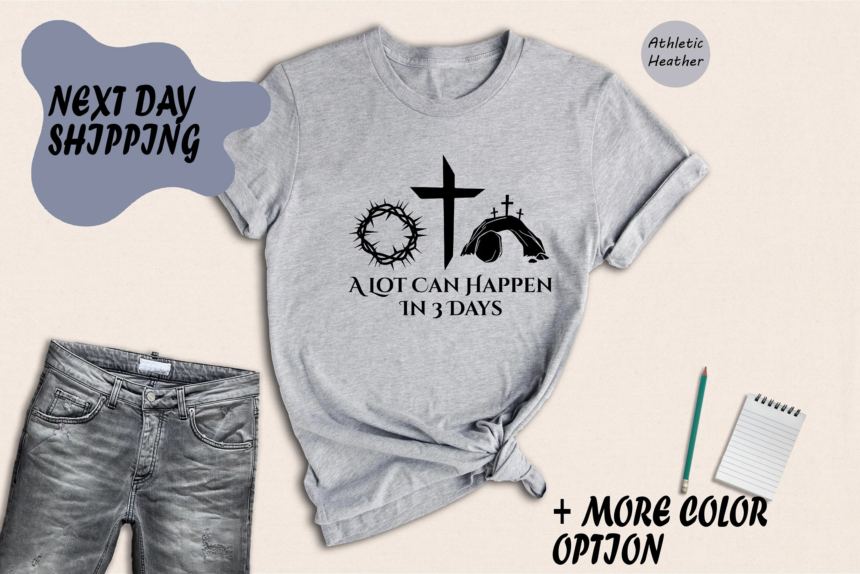 تي شيرت يسوع لعيد الفصح لتم ارتفع الكثير يمكن أن يحدث في 3 أيام