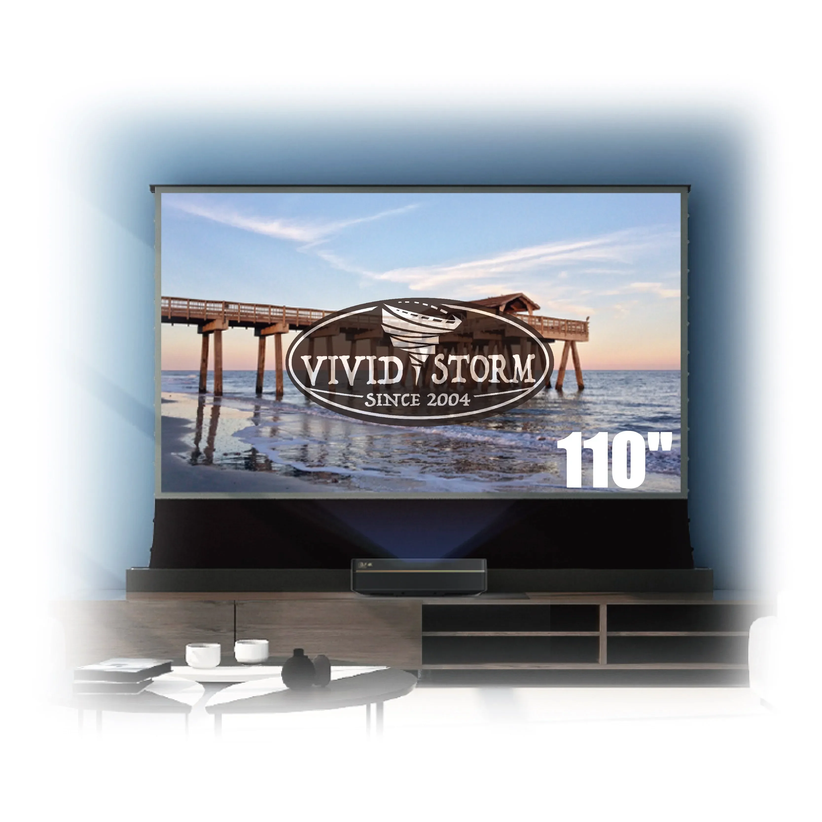 

VIVIDSTORM 2 set S PRO 110 inch UST ALR Laser Projector motorized Ultra short throw 8k HD movie screen projector display screen