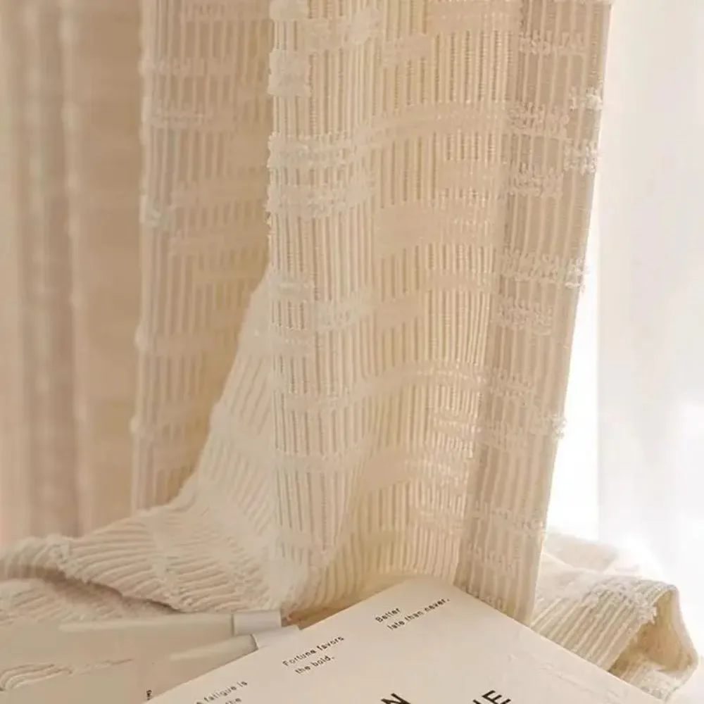 Customized Thickened Chenille Cloth Yarn Cream Luxury Curtains for Living Dining Room Bedroom Semi-Blackout Elegant Modern Decor