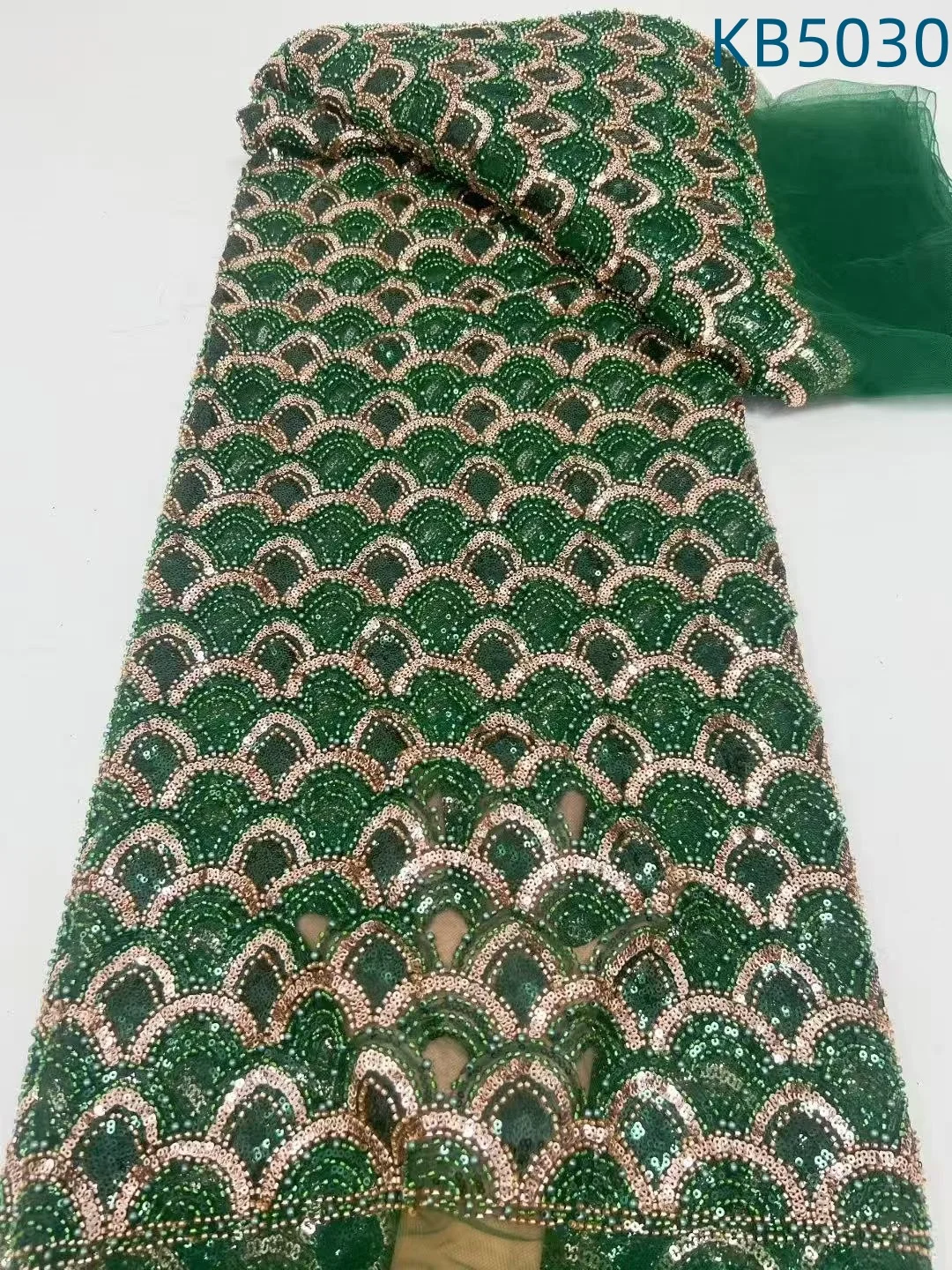 

African Lace Fabric 5 Yards High Quality 2025 Pink Sequins Tulle Lace Beaded French Mesh Lace Fabrics For Sewing KB5030