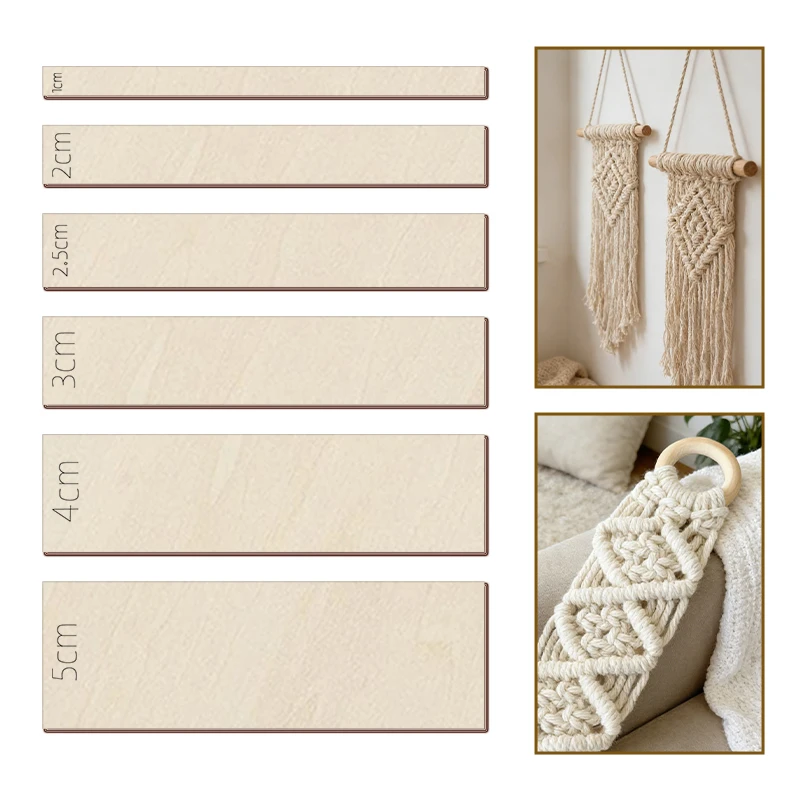YOMDID 6pcs Blank Wooden Weaving Craft Tool DIY Wooden Rope Separator Tool Spacing Guide 0.4-2 Inches Wall-Mounted Craft Tool
