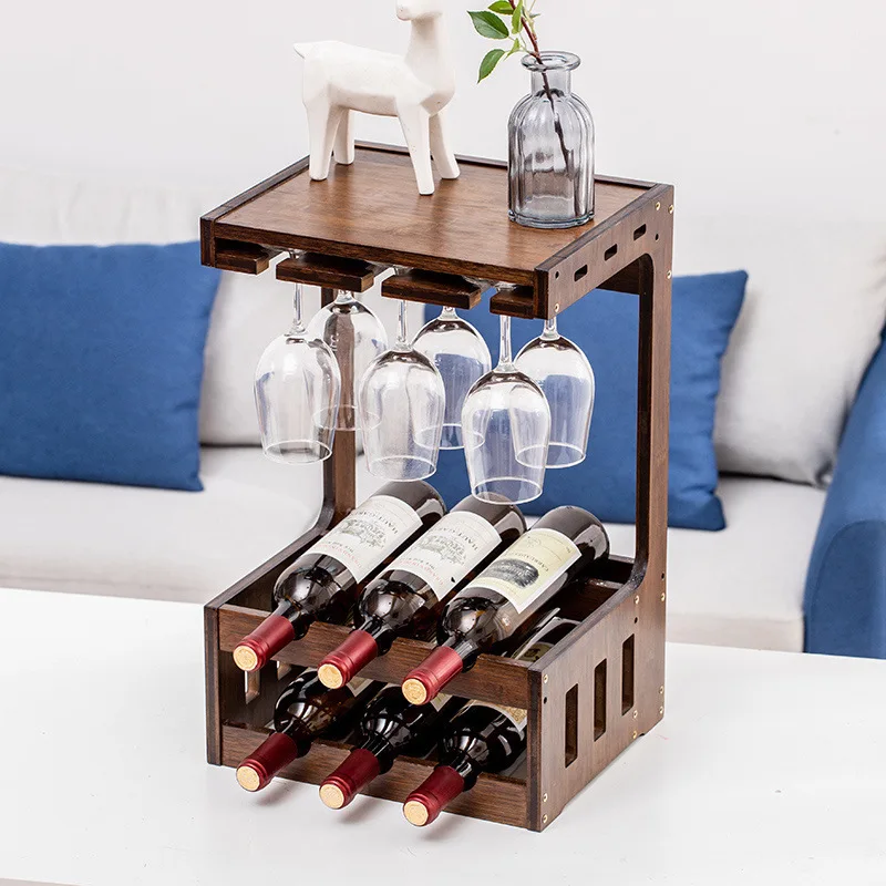 

Double gun light luxury small furniture simple modern multi-functional wine rack creative cup rack solid wood wall wine rack