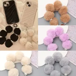 1 piece of autumn and winter new plush bead phone chain bag, phone key, camera pendant, anti loss hanging accessory
