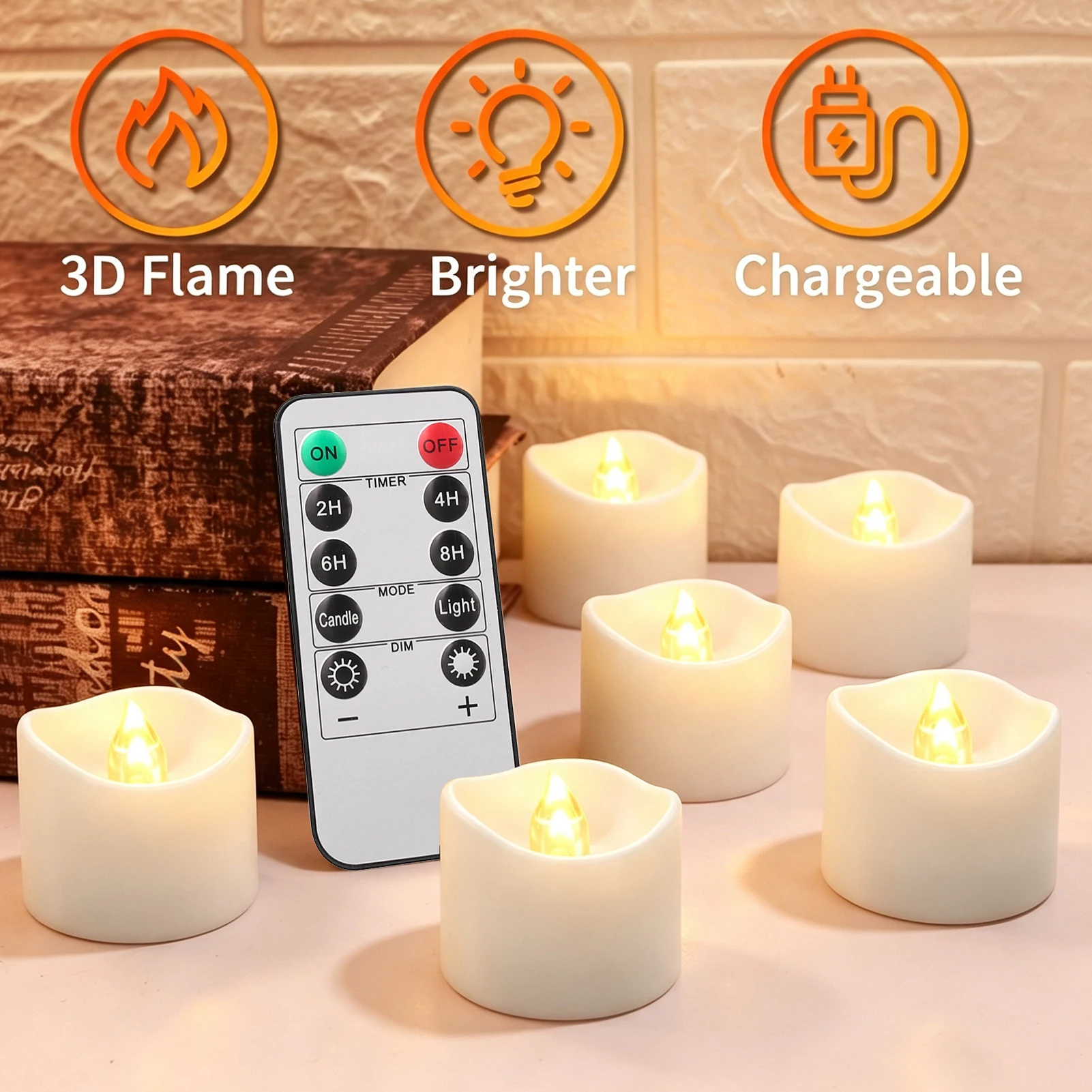 USB Rechargeable Battery Operated Tea Lights with Remote Flameless Flickering Candles Cycle Automatically Timer for Home Decor