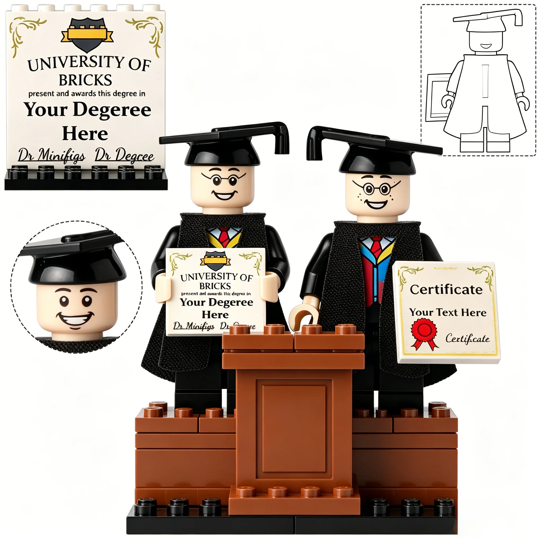 Regalo Conmemorativo de Graduación, Bloques de Construcción para Graduados de Licenciatura, Personaje Z101