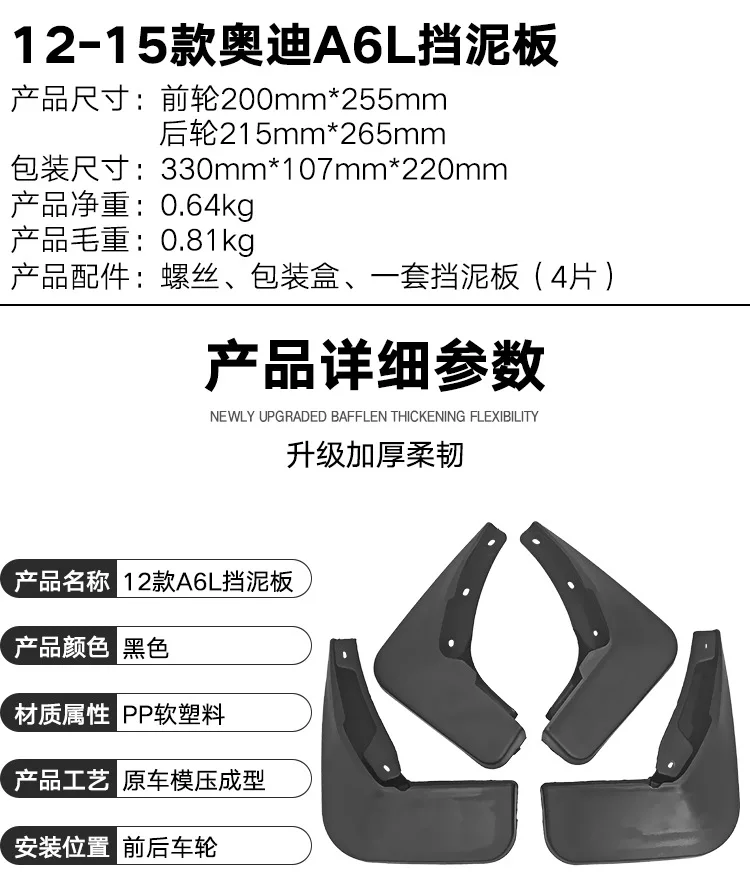 For Audi A6L 2012-2015 Car mudguard decorative panel, tire mudguard, wheel hub mudguard Beautify car wheels auto parts