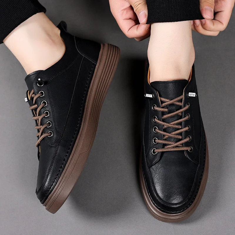 

Genuine Leather Casual Shoes 2026 Men Shoes Design Sneakers Male Comfortable Cow Leather All-match Comfortable Skate Shoes Man