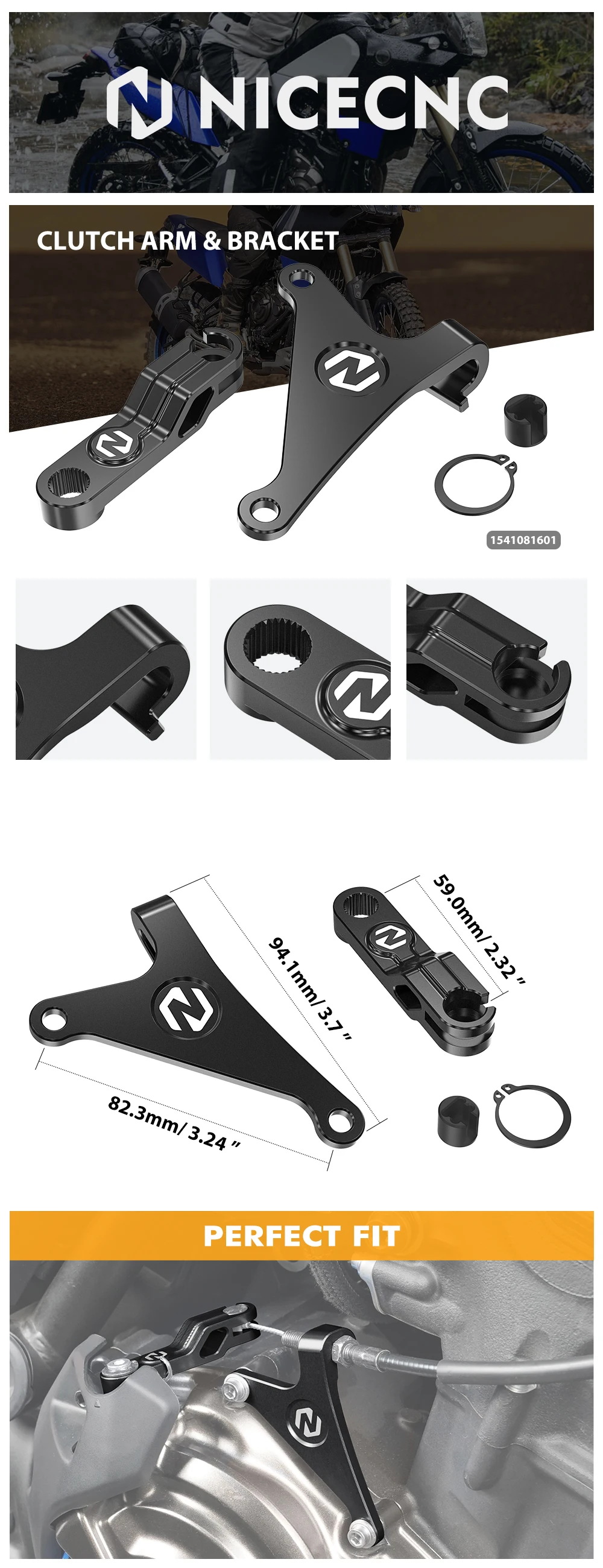 Kupplungshebel-Kupplungsarm-Verlängerungshalterung für Yamaha Tenere 700 XTZ 700 2019–2024, 2023, Tenere 700 World Raid 2022 MT07 2018–2022 – Detail 1