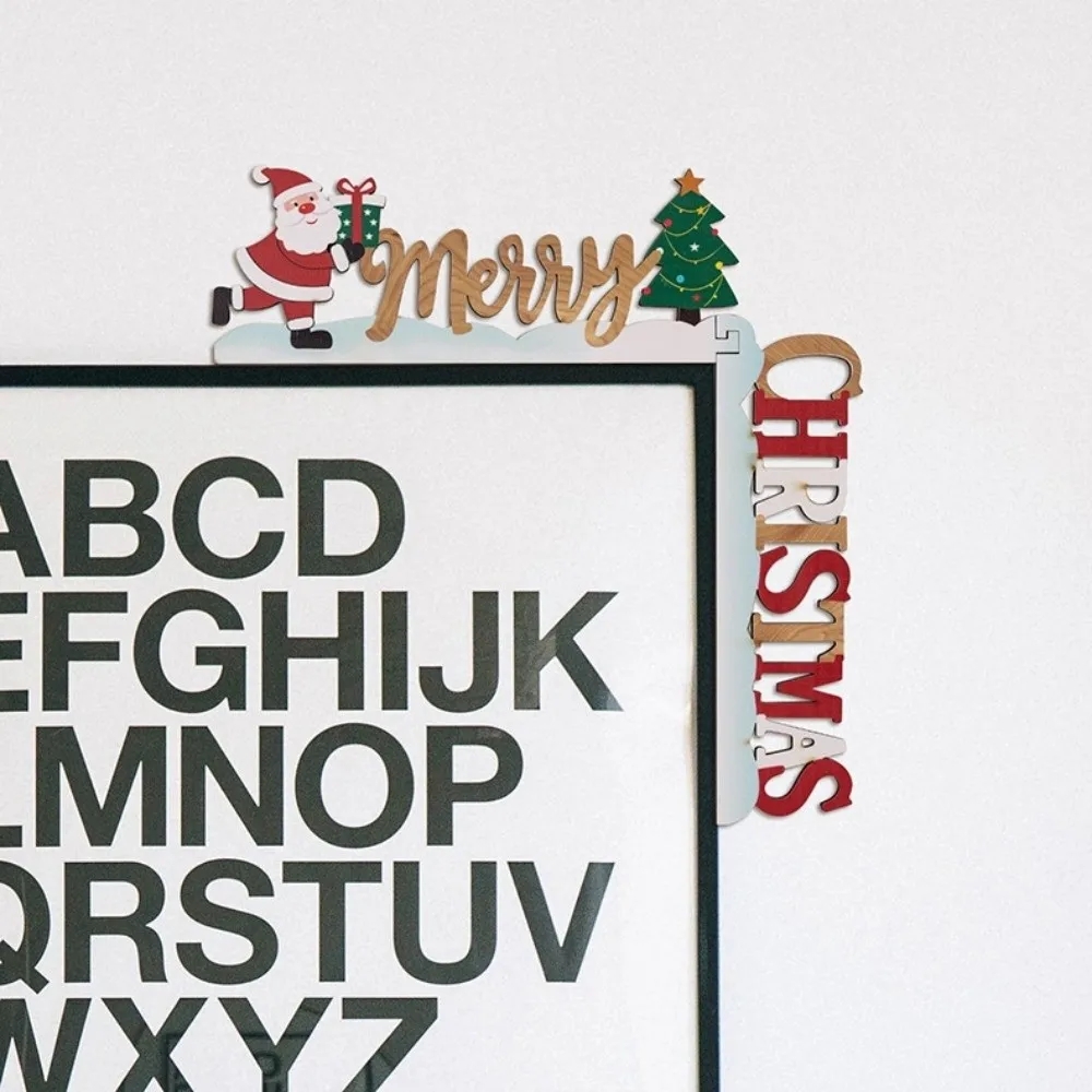 2D Flat Design Christmas Letter Door Frame Hanging Colorful Wooden Wooden Christmas Letter Santa Claus Creative