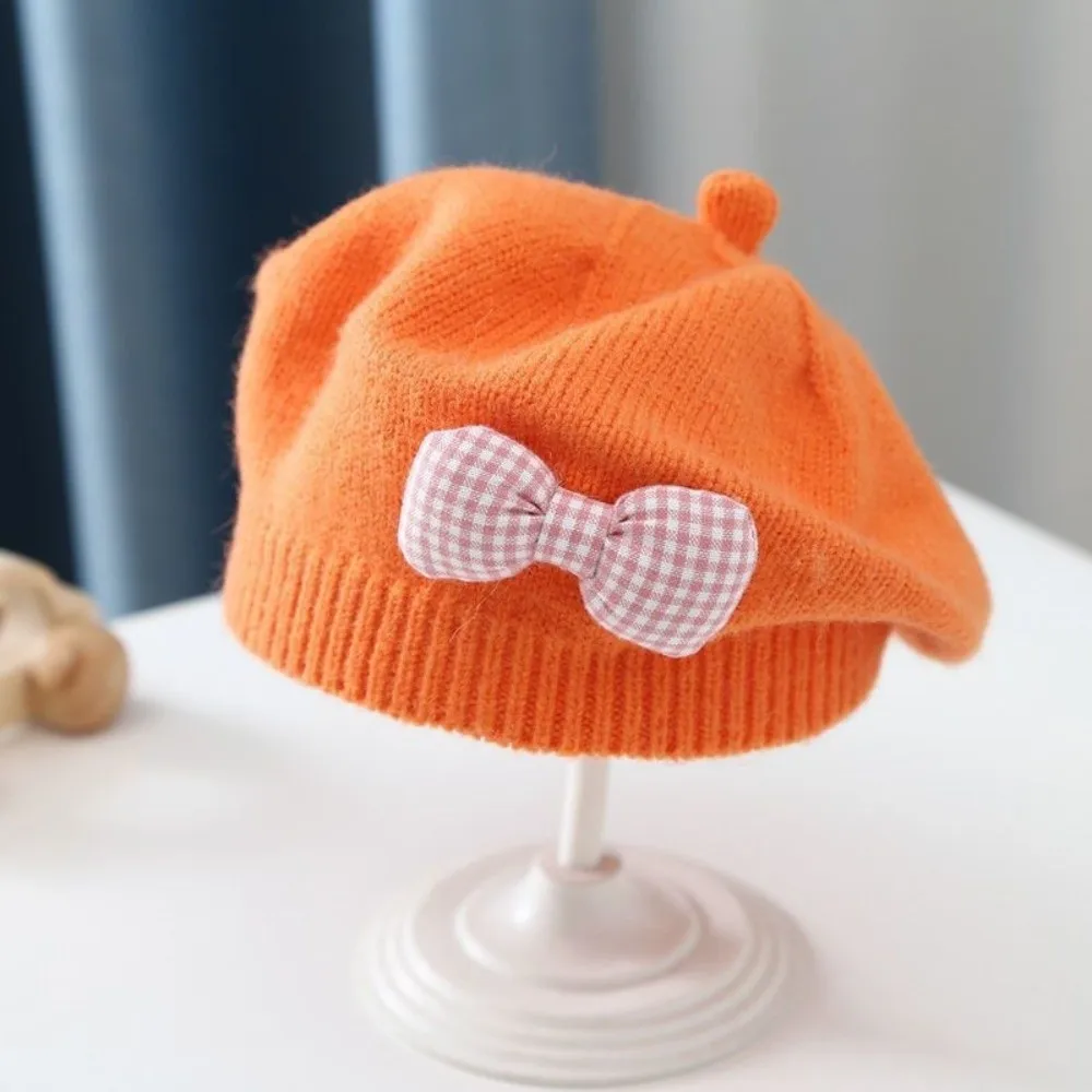 

New Cute Bowknot Knitted Hats Warm Comfortable Beanies Cap Windproof Beret Hat Autumn Winter