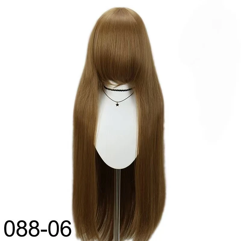 

Универсальный длинный прямой цветной аниме-парик для косплея, 100 см, синтетический парик с розовой сеткой, термостойкие синтетические волосы