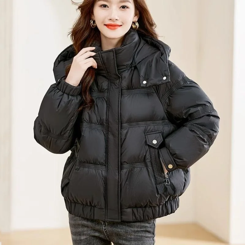 

Short Down Jacket Women's Winter 2025 New High-end Fashion Temperament Thick Warm Hooded Bread Jacket Thick Cotton-padded Jacket