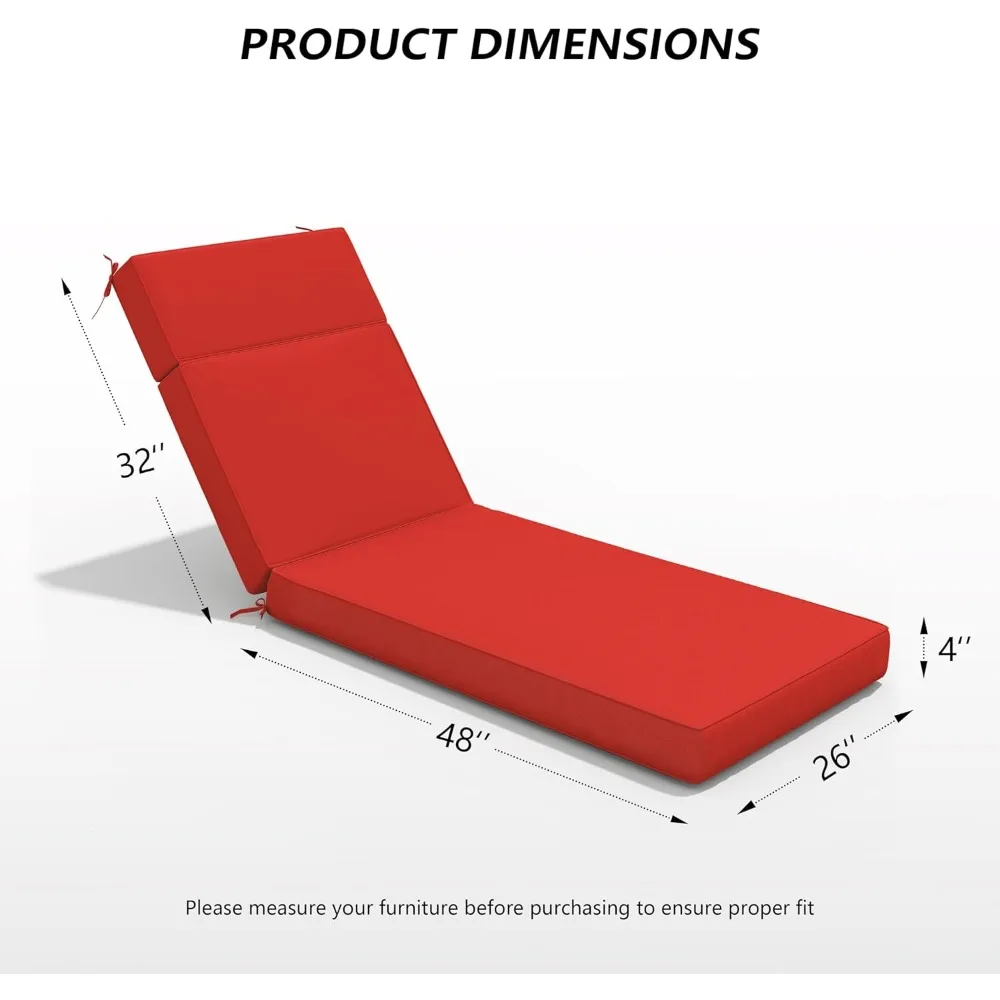 Bantal Kursi Santai Luar Ruangan - 80L x 26W x 4D, Busa Berdensitas Tinggi, Tahan Air dan Perlindungan dari Pudar UV