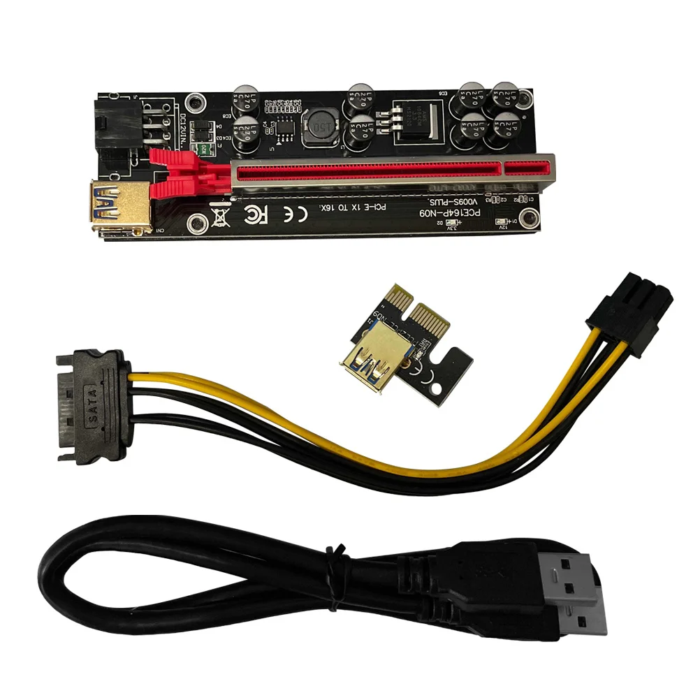 1Set Kartu Adaptor Riser GPU Pcie 6-Pin Pci- Adaptor Catu Daya Stabil Pci-E 1x ke 16x Extender Pci Express Extender