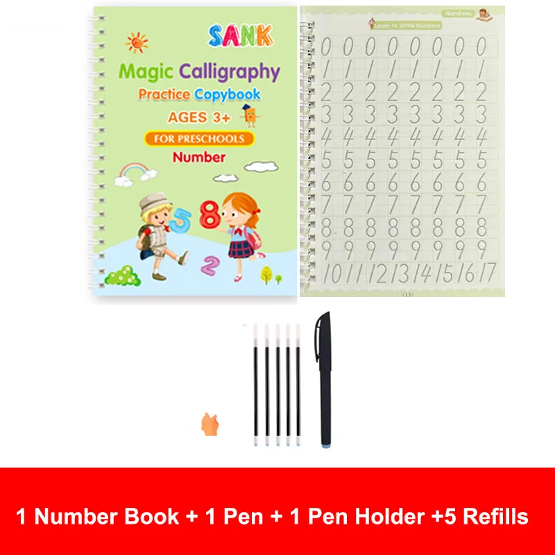 Sank Magic Practice Schrift Pen Kleuterschool Kinderen Kalligrafie Engels Verison Gratis afvegen Kinderen Herbruikbaar schrijfboek