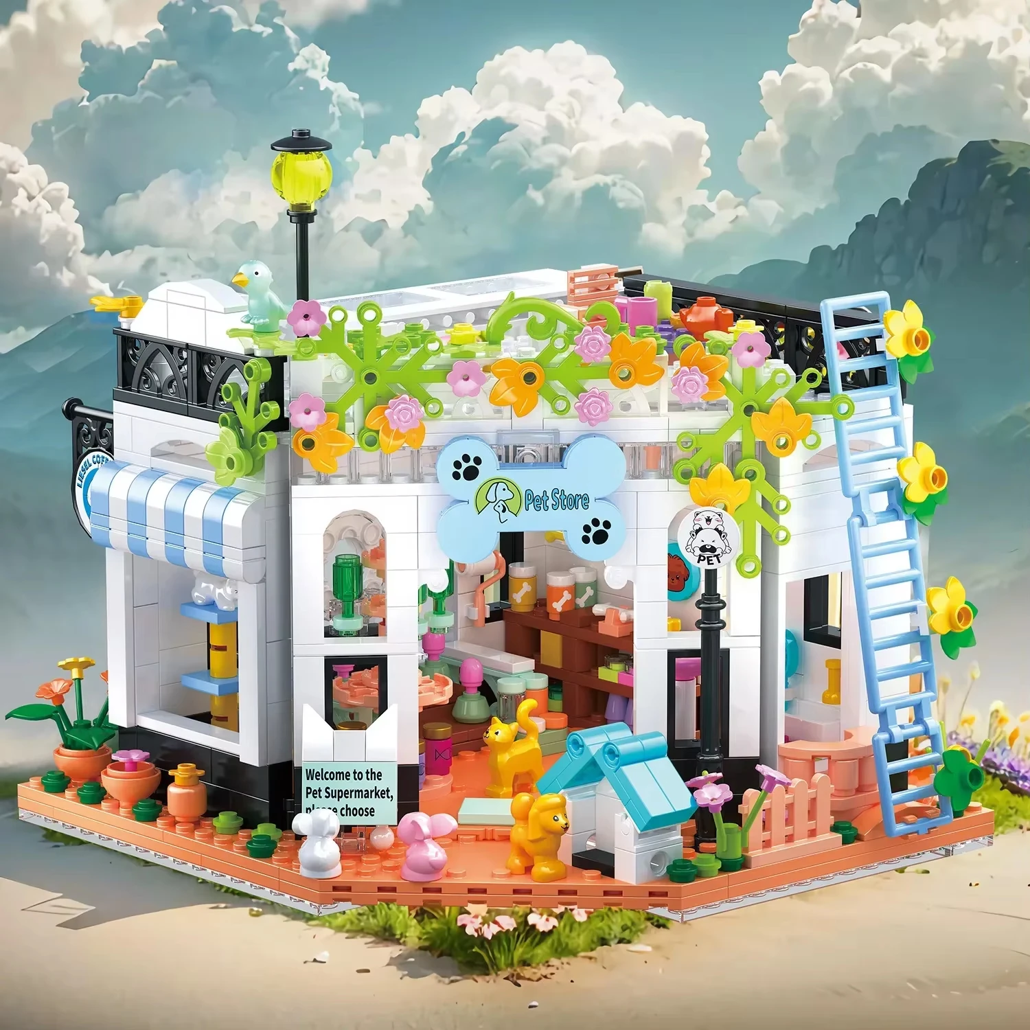 Juego creativo de bloques de construcción de casa para mascotas DIY |   Casa Modular para Perros y Gatos+Dos Opciones |   Regalo de decoración del hogar para entusiastas de las mascotas