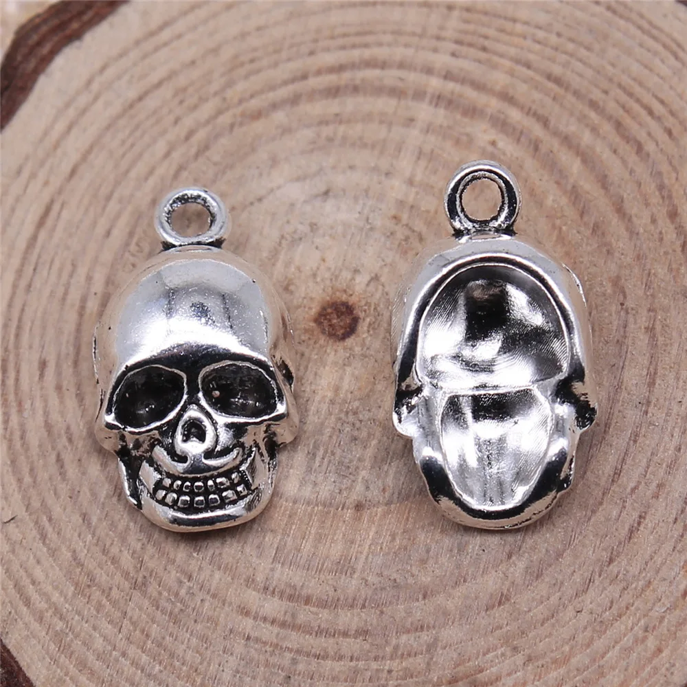 5Pcs/lot 21*12mm 2Color Skull Ghost Head Charms Halloween Pendants Handmade Decoration Vintage For DIY Jewelry Making Findings