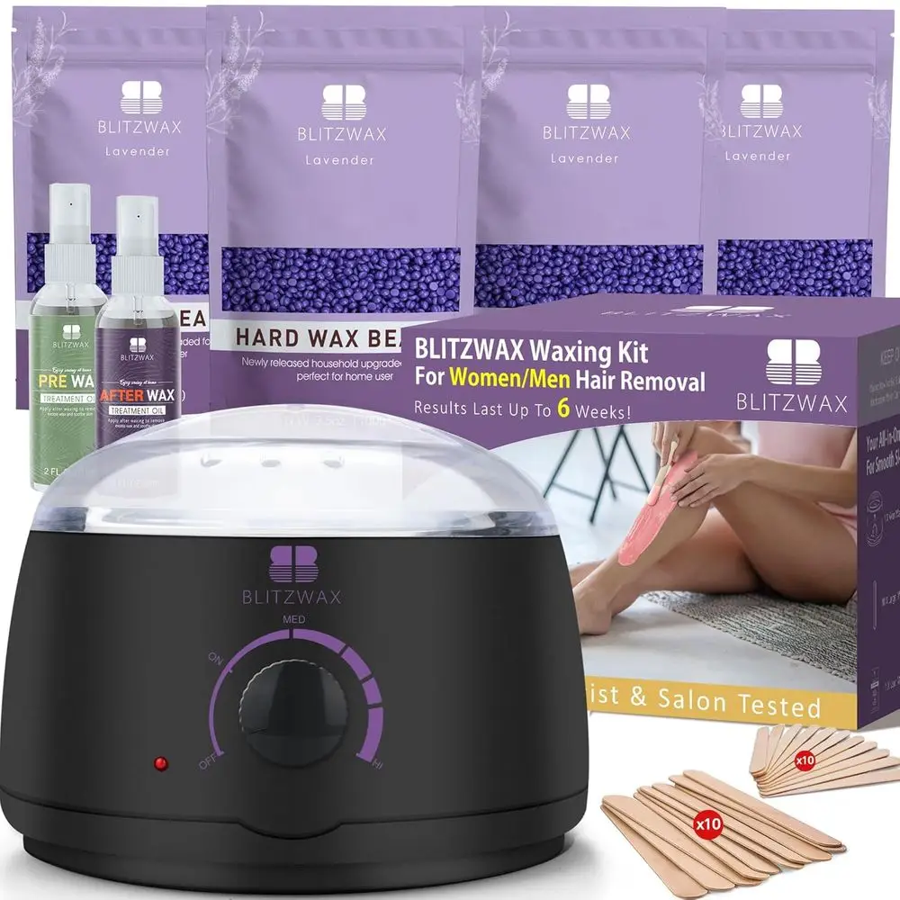 

Brazilian and Bikini Waxing Kit for Women, Hard Wax Warmer, Legs and Body Hair Removal Kit, Beginner Friendly, Quick Heating, 28