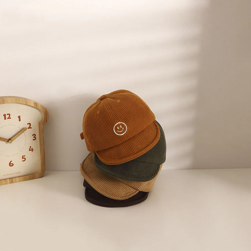 

Fashion Smile Baby Peaked Caps Kids Basketball Cap For Girls Boys Autumn Winter Kids Caps Corduroy Kids Hats