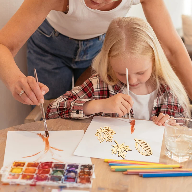 20 قطعة/المجموعة خشبية القيقب يترك انقطاع شرائح الخشب الجوف خارج قطع الخشب DIY بها بنفسك الحرف الزخرفية سجل القصاصات الحرف cardmade #5