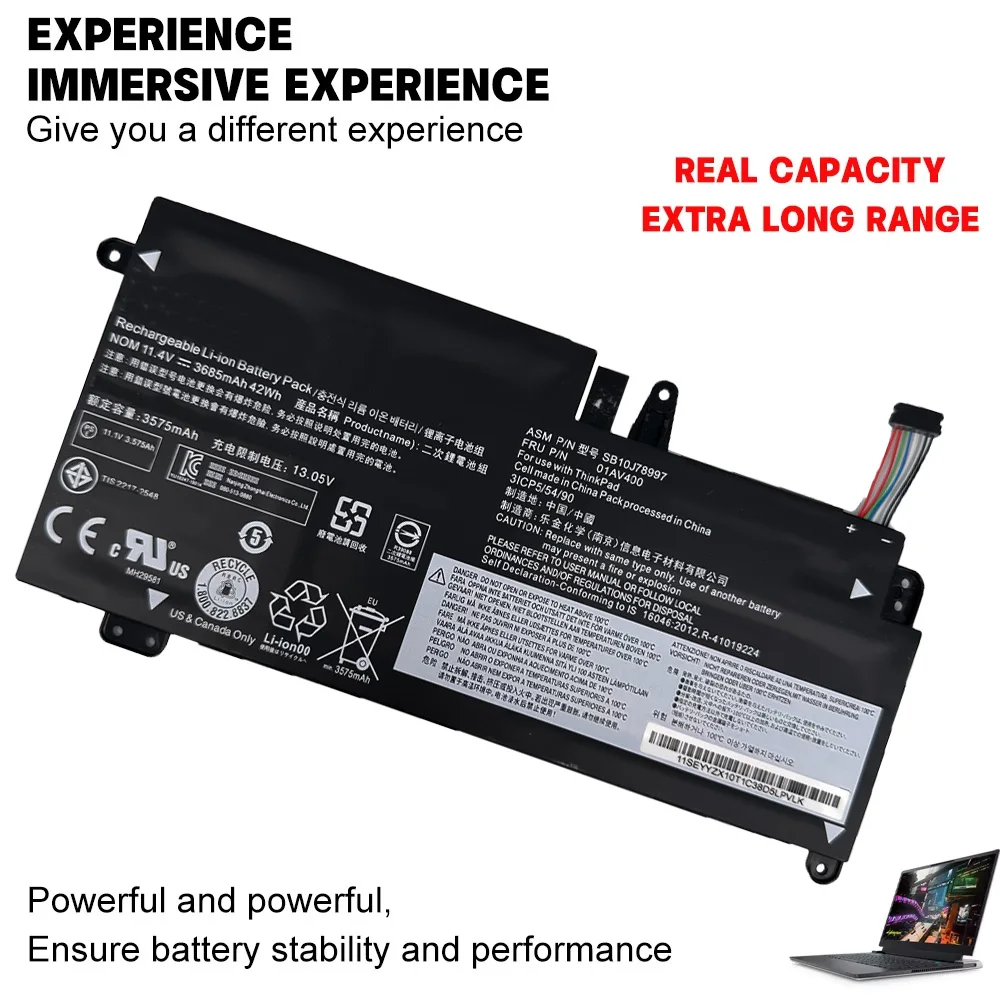 11.4V 42Wh 3685mAh SB10K97592/4 SB10J78997/8/9 Battery for Lenovo ThinkPad S2 13 Chromebook 20GL 01AV400/401/402/435/436/437
