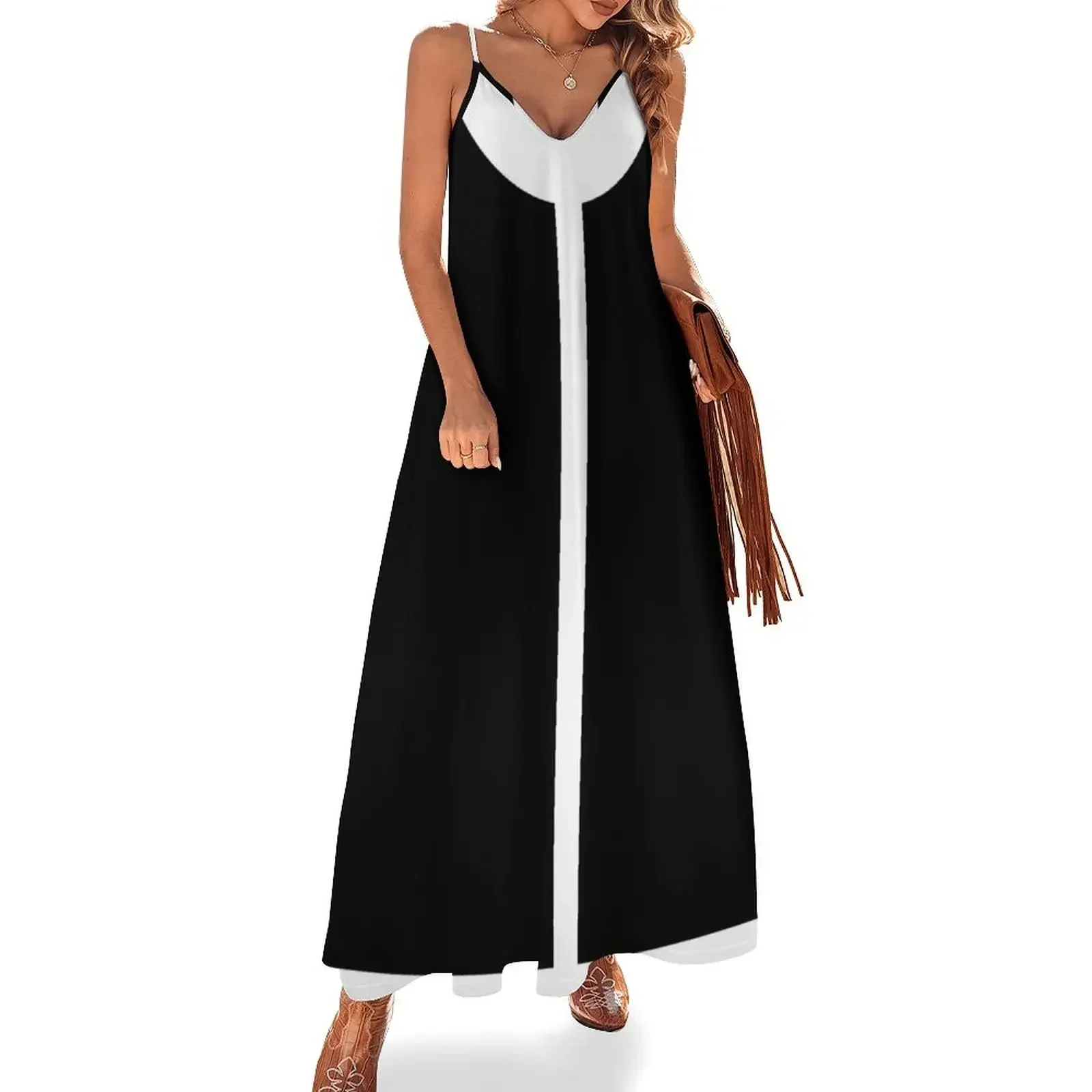 

60s Mod Black & White Sleeveless Dress dresses women summer 2025 Women's long dress Dress