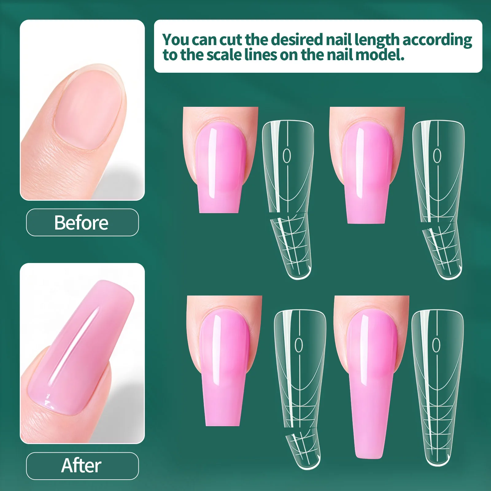 Nailpop 150pcs/box French Long Ballet Nail Dual Forms Clear Extension Top Form Full Coverage Acrylic Building Gel Nail Tools